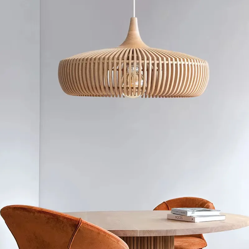 Lumora Japandi Wooden Pendant Light - Modern Minimalist Kitchen Island Lighting