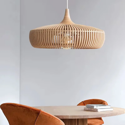 Lumora Japandi Wooden Pendant Light - Modern Minimalist Kitchen Island Lighting