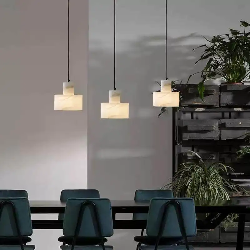 LuxRoyale Alabaster Stone Pendant Light - Adjustable Hanging Lamp