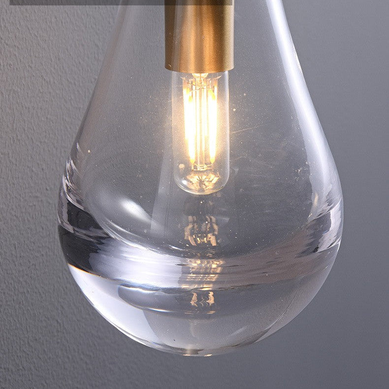 RoyaleGlow Modern Brass & Clear Glass Teardrop Wall Sconce Light