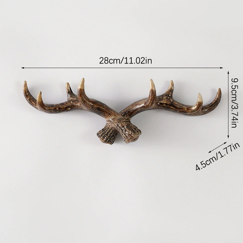 RoyaleGlow Rustic Antler Wall Mounted Coat Rack - Multi Hook Entryway Organizer
