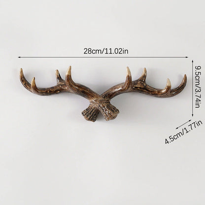 RoyaleGlow Rustic Antler Wall Mounted Coat Rack - Multi Hook Entryway Organizer