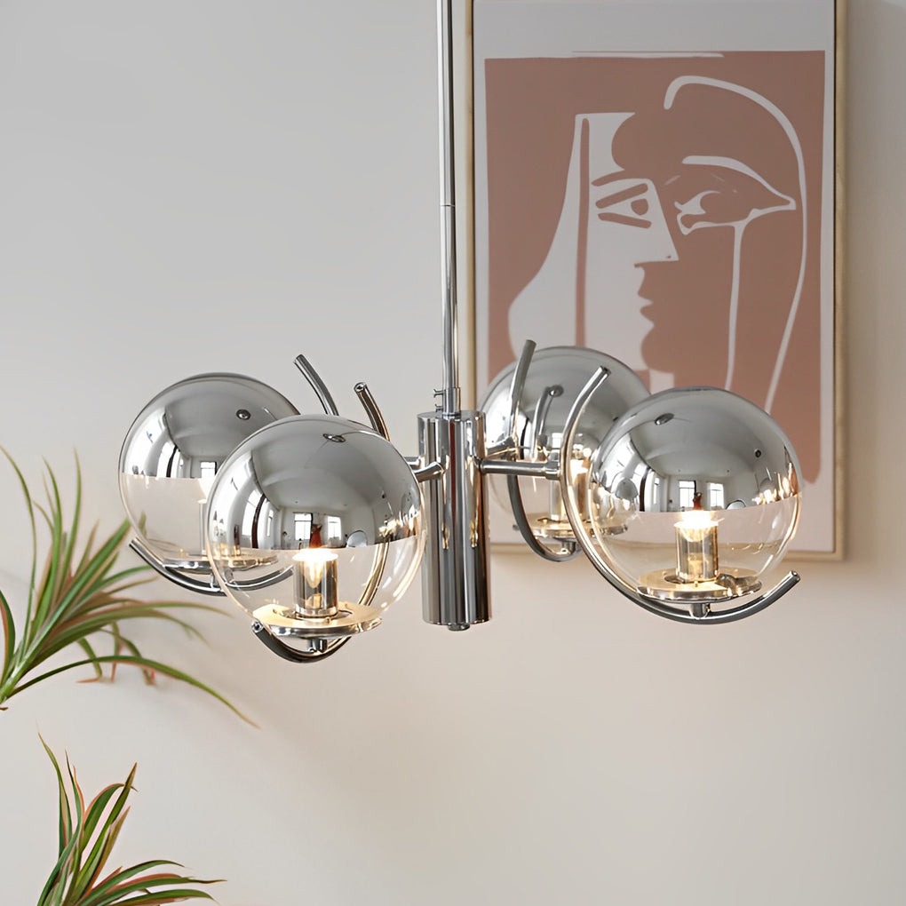 4/5 Lights Glass Globe Ball Electroplating Iron Nordic Chandelier Light 1