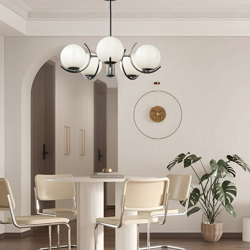 4/5 Lights Glass Globe Ball Electroplating Iron Nordic Chandelier Light 3