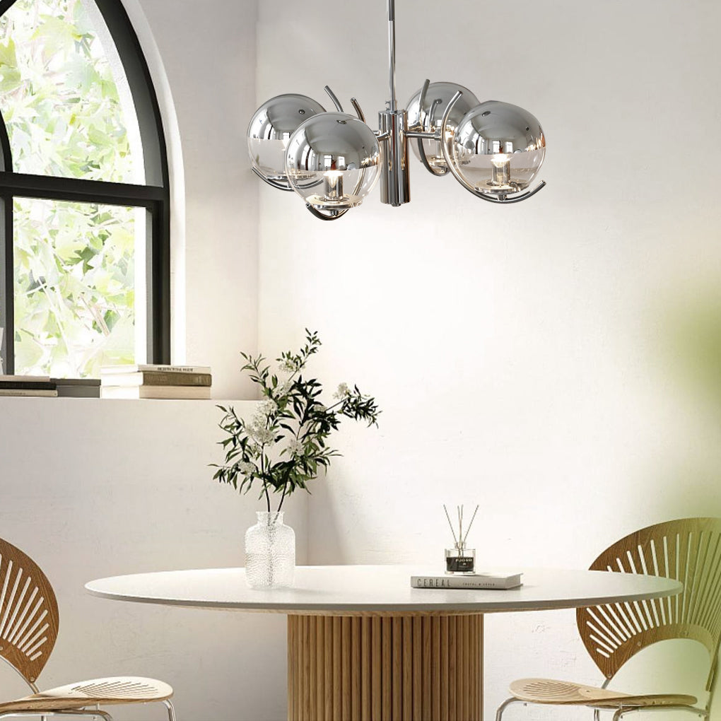 4/5 Lights Glass Globe Ball Electroplating Iron Nordic Chandelier Light 5