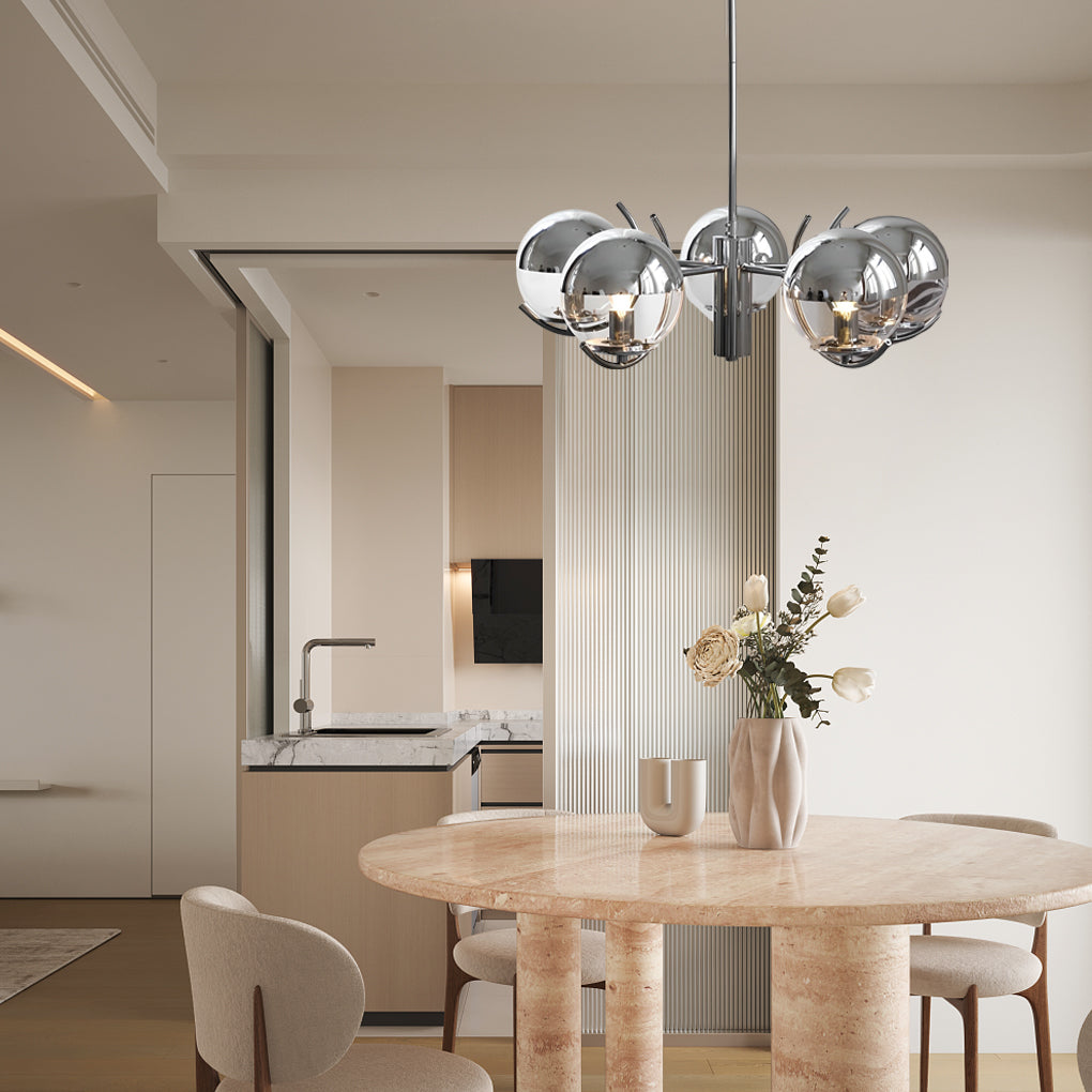 4/5 Lights Glass Globe Ball Electroplating Iron Nordic Chandelier Light 7