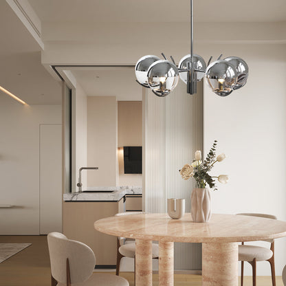 4/5 Lights Glass Globe Ball Electroplating Iron Nordic Chandelier Light 7