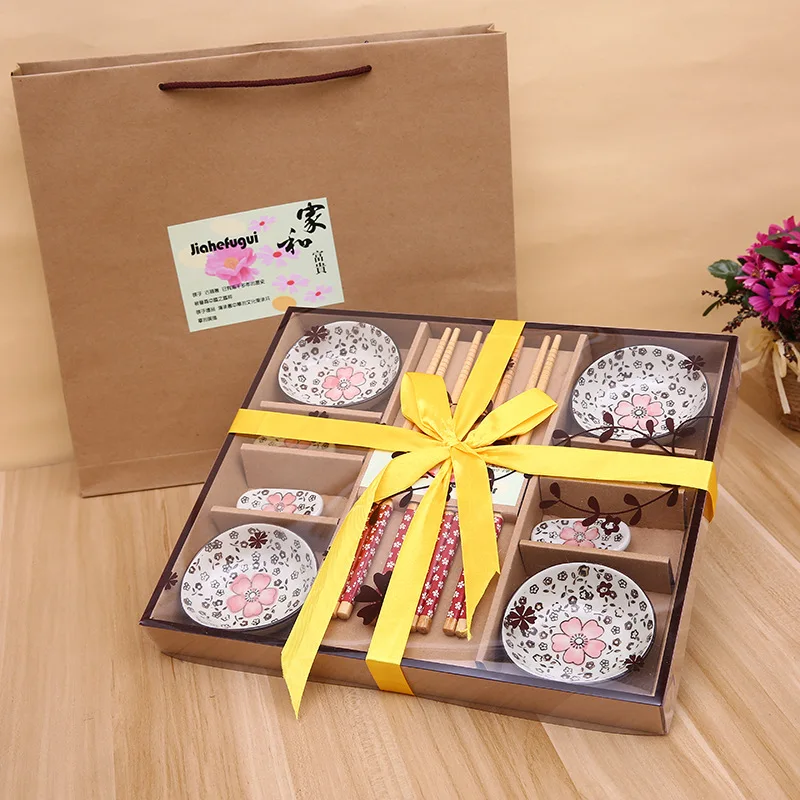 Rayvia Premium Japanese Sushi Dinnerware Set - 12-Piece Floral Gift