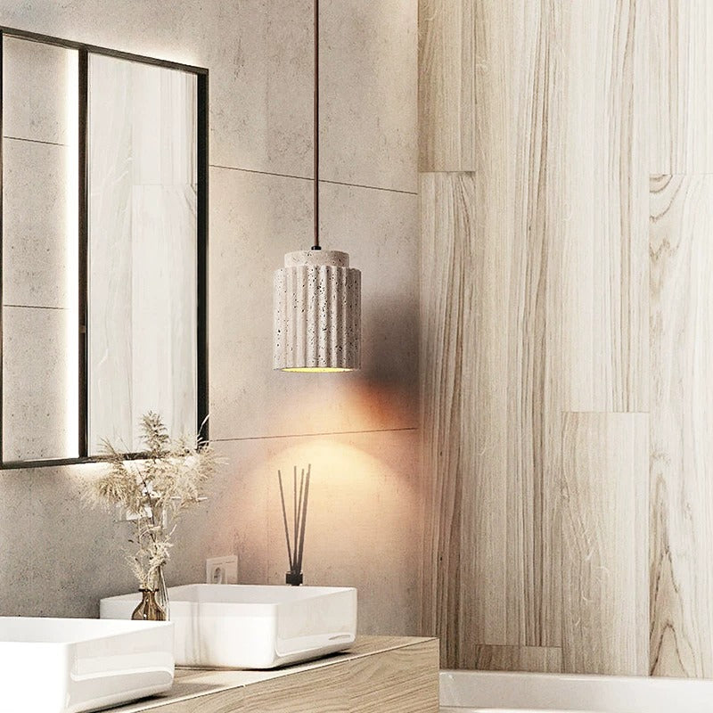 LuxRoyale Fluted Travertine Stone Pendant Light for Modern Kitchen Island