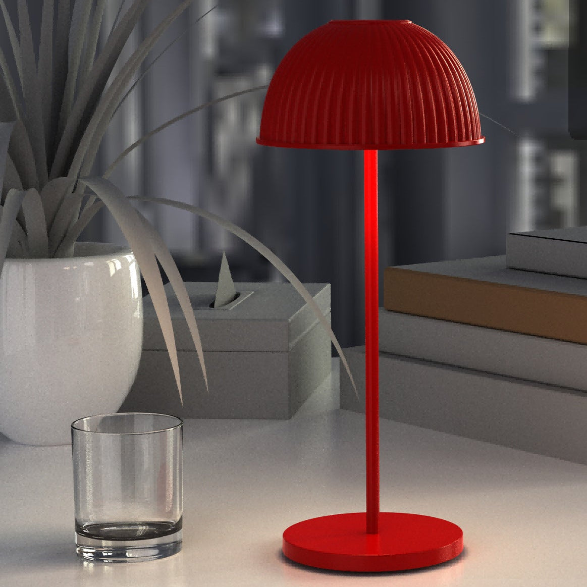 RoyaleGlow Modern Dome LED Table Lamp - Cordless, Dimmable Touch Control for Reading & Decor