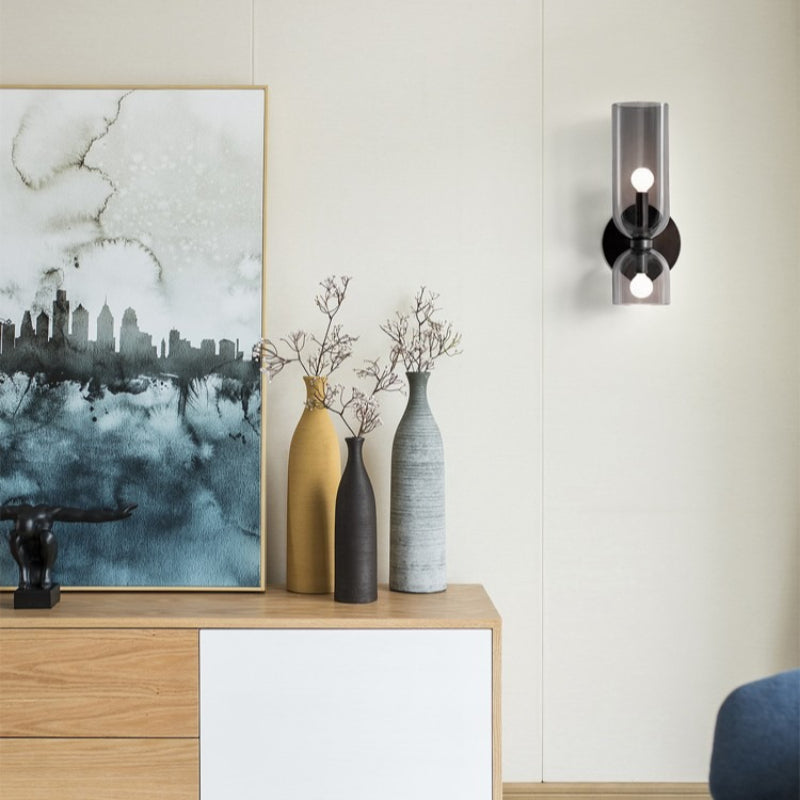 Lumora Modern Smoked Glass Dual LED Wall Sconce