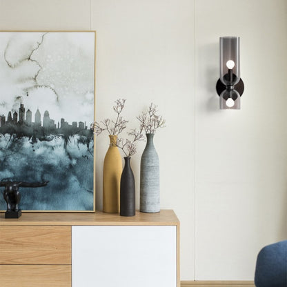 Lumora Modern Smoked Glass Dual LED Wall Sconce