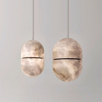 RoyaleGlow Capsule Pendant Light-Modern Minimalist White Opal Glass Fixture