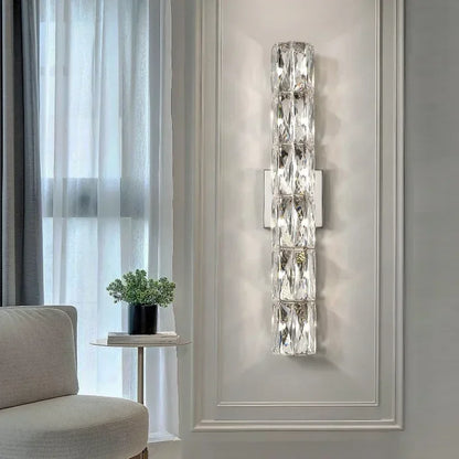 RoyaleGlow Dimmable LED Crystal Wall Sconce - Modern Cylindrical Up-Down Lighting