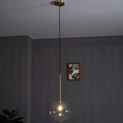 RoyaleGlow Modern Glass Globe Pendant Light for Bedroom & Kitchen