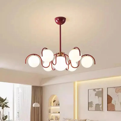 RoyaleGlow Modern Glass Globe Chandelier-Curved Arm Hanging Light Fixture
