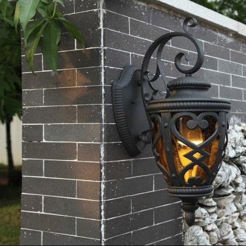 LuxRoyale Vintage Outdoor Wall Sconce with Bubble Glass & Aluminum Frame-IP33 Waterproof
