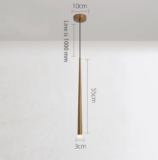 Royaleva Contemporary Brass Bedside Pendant Light, Warm White LED