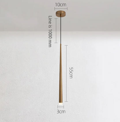 Royaleva Contemporary Brass Bedside Pendant Light, Warm White LED