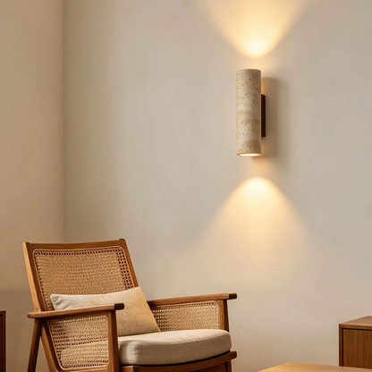 RoyaleGlow Travertine Stone LED Wall Sconce - Minimalist Up And Down Light