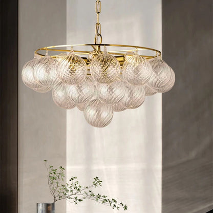 LuxRoyale Glass Bubble Chandelier-Modern Gold Orb Pendant Light Fixture