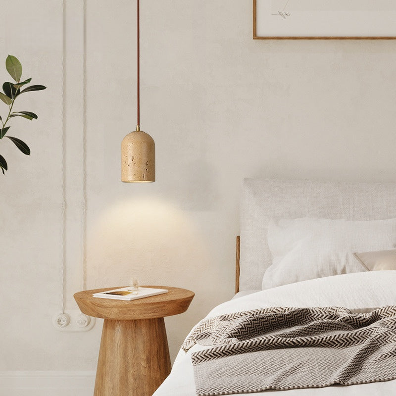 LuxRoyale Travertine Pendant Light, Wabi-Sabi Vintage Stone Hanging Lamp