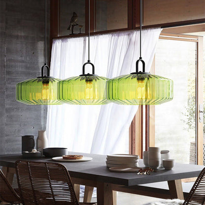 RoyaleGlow Modern Rose Fluted Glass Pendant Light for Dining Room