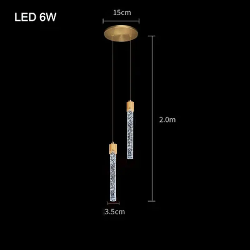 Royelux Modern Gold Crystal LED Pendant Light for Bedside or Island