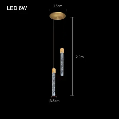 Royelux Modern Gold Crystal LED Pendant Light for Bedside or Island