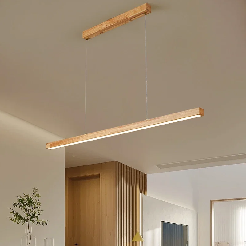Rayvia Modern Linear Wood LED Pendant Light for Kitchen Island & Bar Dining