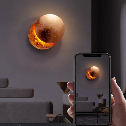 RoyaleGlow Rotatable Moon Phase LED Wall Sconce - Modern Adjustable Lighting for Bedroom & Hallway