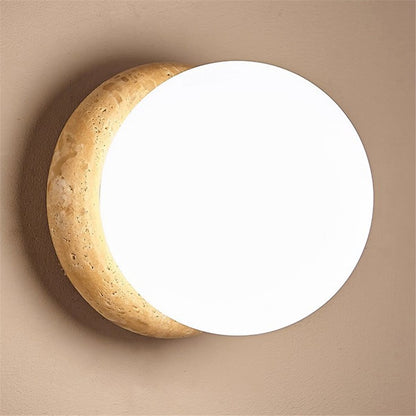 LuxRoyale Outdoor Wall Sconce Light with Natural Stone Base & Frosted Globe Shade