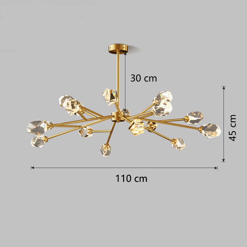 RoyaleGlow Modern Crystal Chandelier Lighting with Gold Finish for Living Room