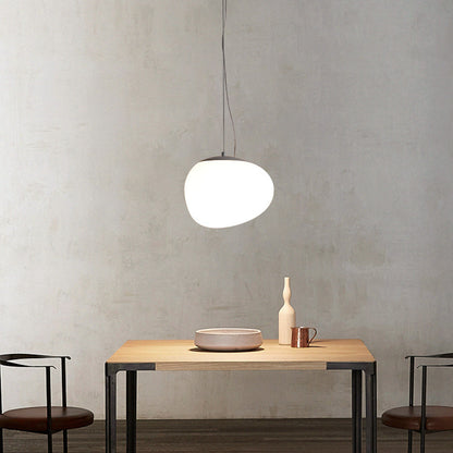 LuxRoyale Modern Pebble LED Pendant Light White Frosted Glass Diffuser
