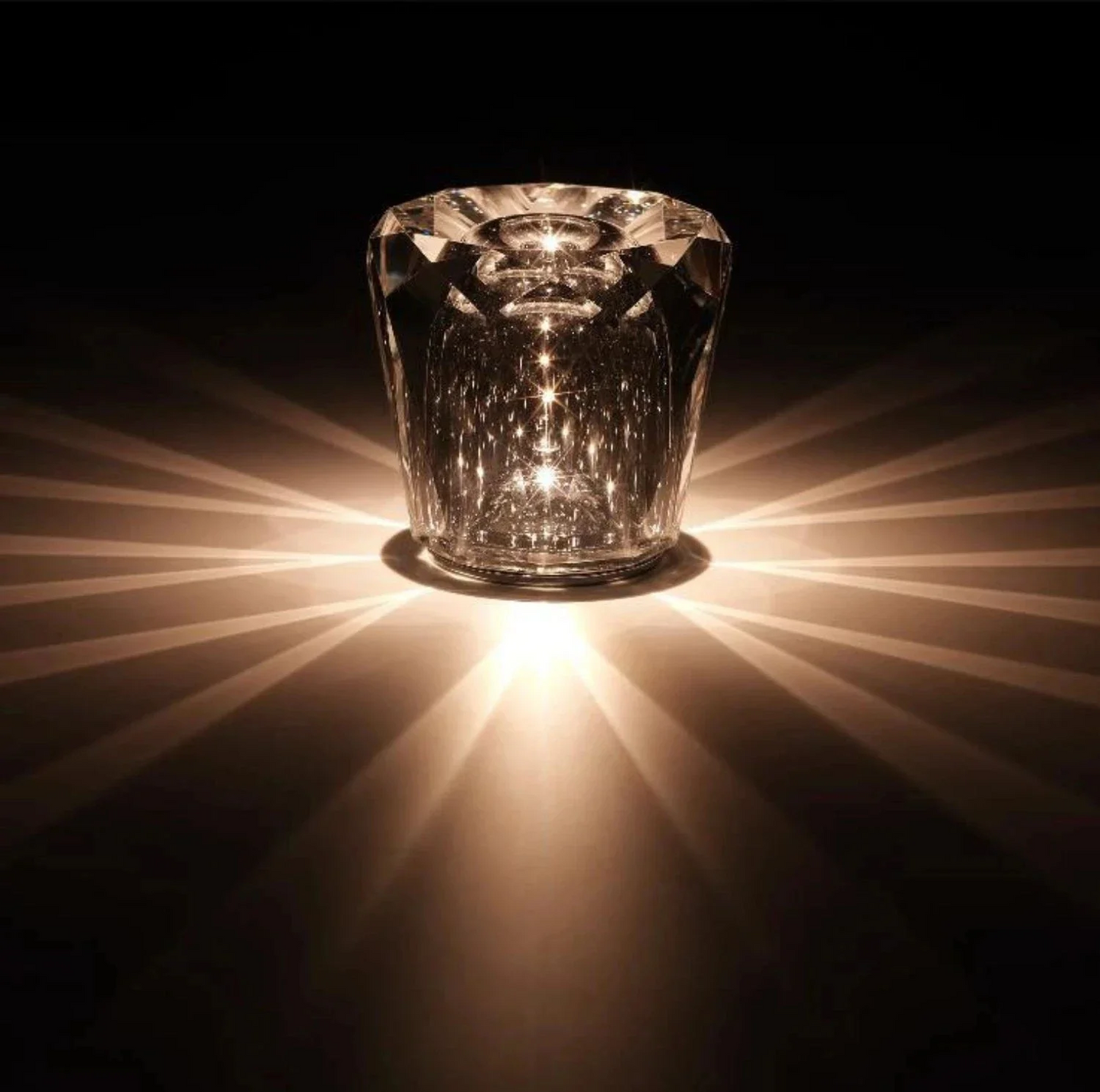 LuxRoyale Crystal Diamond Accent Lamp Rechargeable LED Tabletop Decor