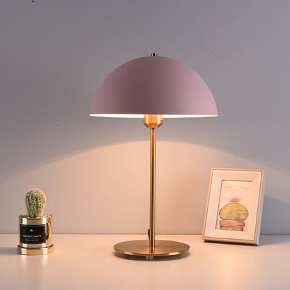 RoyaleGlow Mid-Century Modern Brass Dome Table Lamp for Bedroom & Living Room