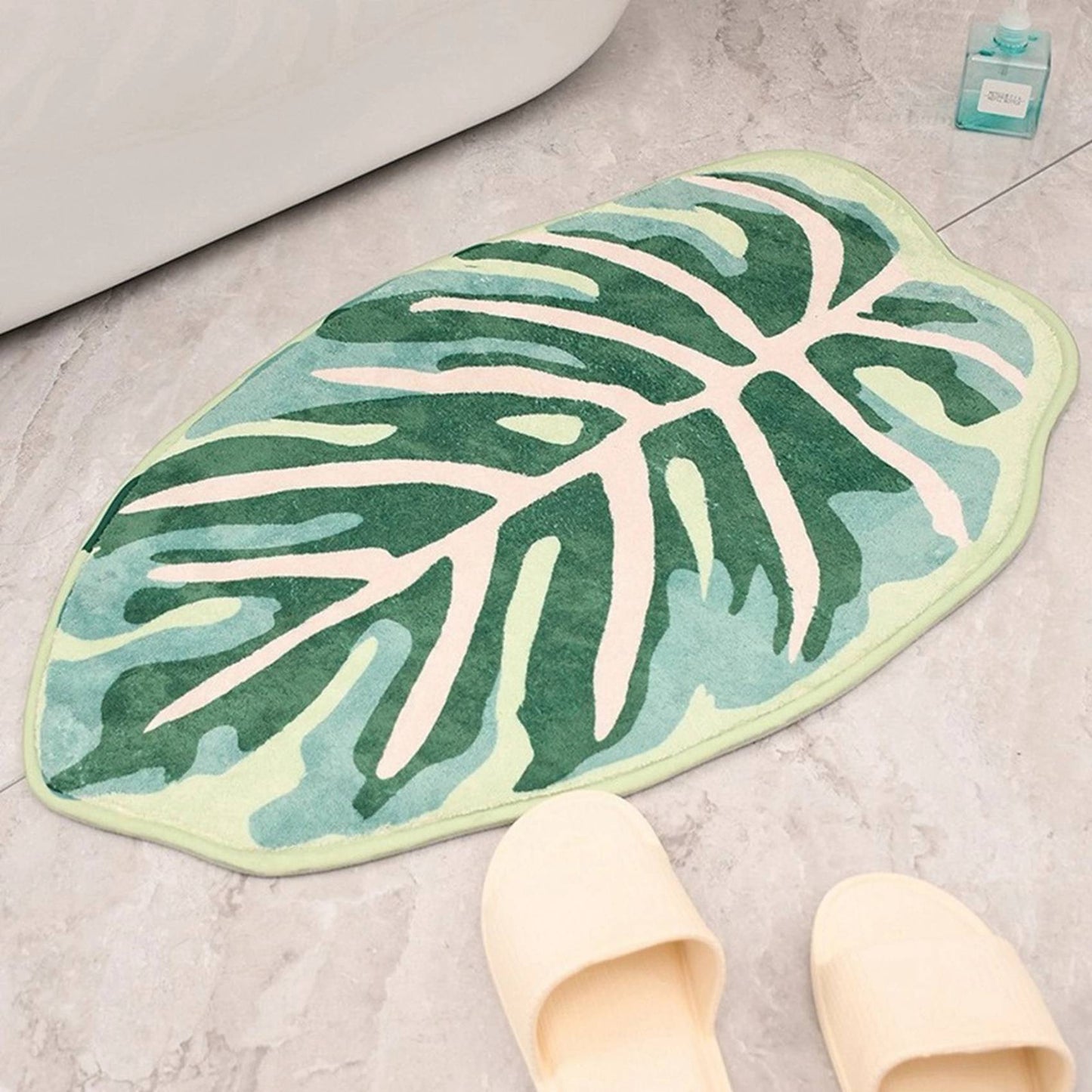 LuxRoyale Monstera Leaf Bath Mat - Soft Absorbent Tropical Area Rug
