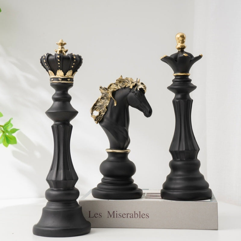 Royelux Modern Chess Statues - King, Queen & Knight Home Decor