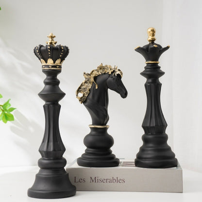 Royelux Modern Chess Statues - King, Queen & Knight Home Decor