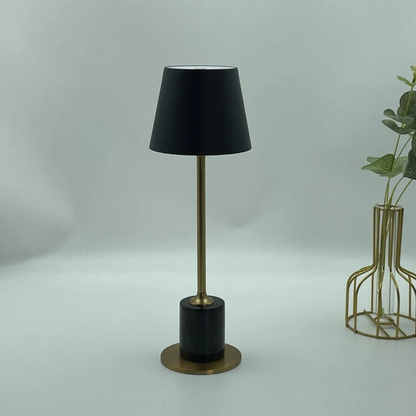 LuxRoyale Modern Marble Table Lamp with  Black Shade Brass Accent
