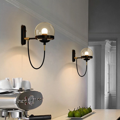 Royallure Retro Spherical Wall Sconce Lighting with Elegant Glass and Iron Design