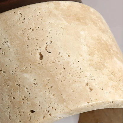 RoyaleGlow Japandi Travertine Wood LED Flush Mount Ceiling Light - Modern Minimalist