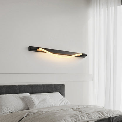 LuxRoyale Modern Black LED Wall Sconce - Flexible Wave Design for Ambient Lighting