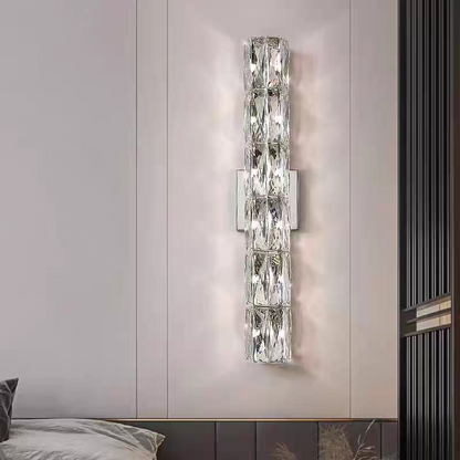 RoyaleGlow Dimmable LED Crystal Wall Sconce - Modern Cylindrical Up-Down Lighting