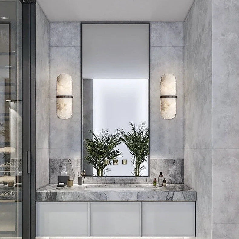 RoyaleGlow Modern Nordic Marble Wall Sconce with Integrated LED & Metal Accent