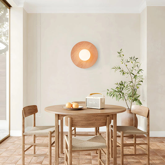 Lumora Modern Solid Wood Wall Light with Frosted Glass Globe