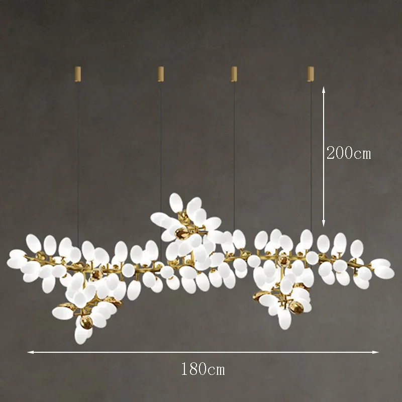 RoyaleGlow Golden Branch Modern Chandelier - Frosted Glass LED  Pendant Light Decor