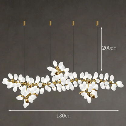 RoyaleGlow Golden Branch Modern Chandelier - Frosted Glass LED  Pendant Light Decor