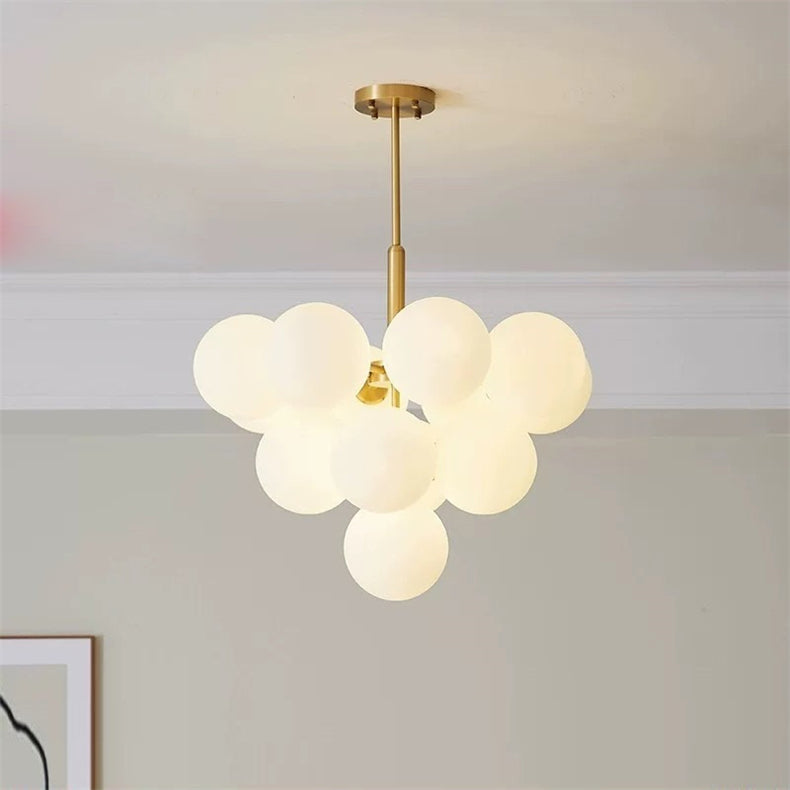 Royelux 13-Light Mid-Century Modern Brass Gold Bubble Chandelier Pendant
