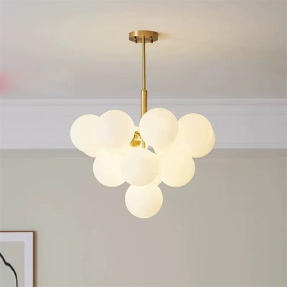 Royelux 13-Light Mid-Century Modern Brass Gold Bubble Chandelier Pendant